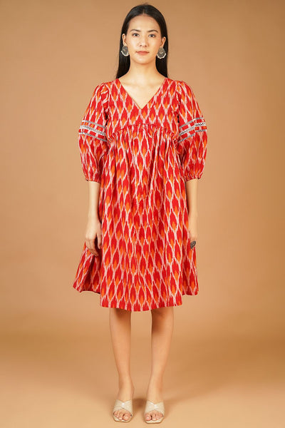 Ikat Midi Red Dress