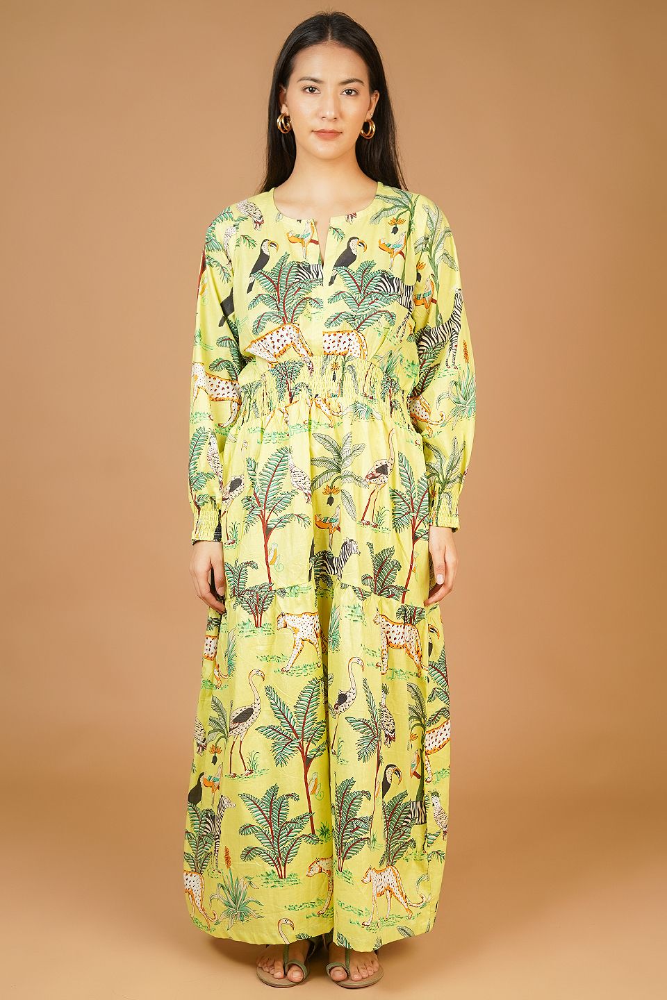 Screen Print MAXI Green Dress