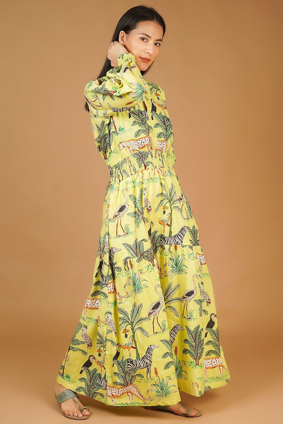 Screen Print MAXI Green Dress