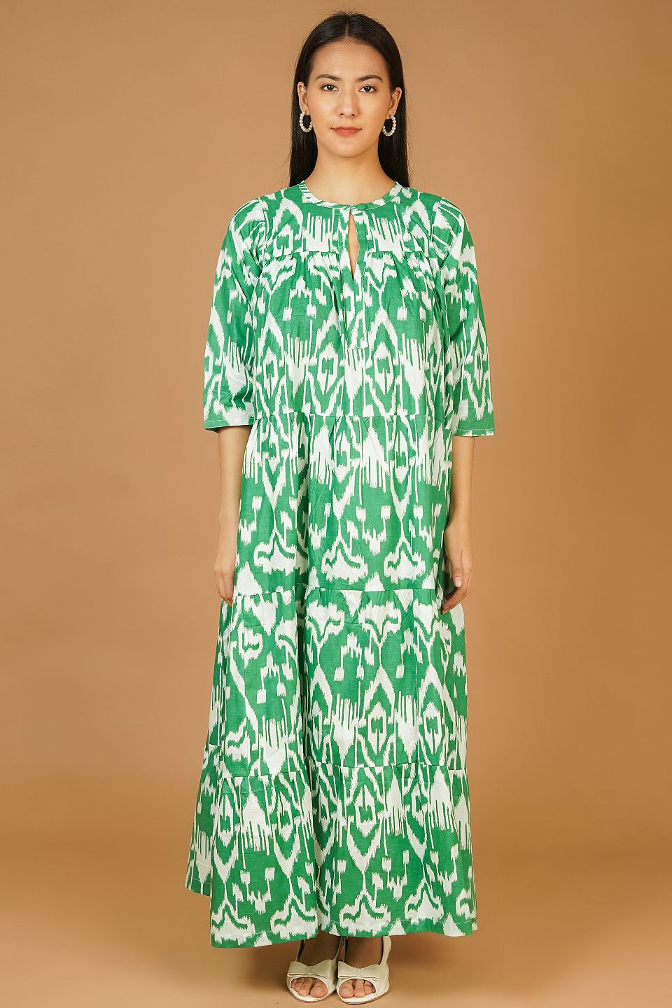 Screen Print MAXI Green Dress