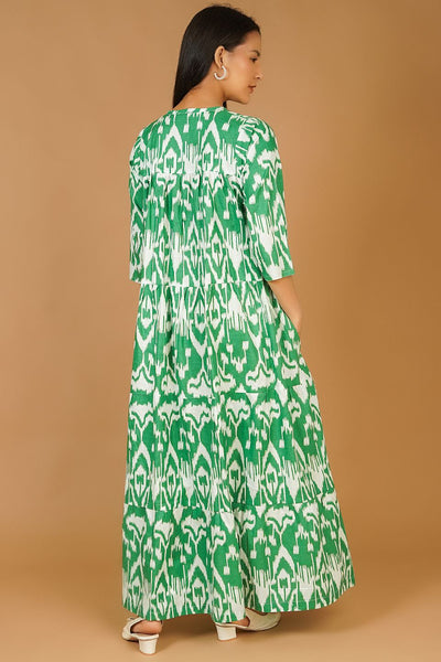 Screen Print MAXI Green Dress