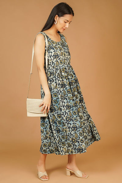 Bagru Midi Blue Dress