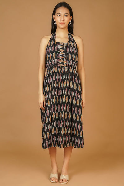 Ikat Midi Black Dress