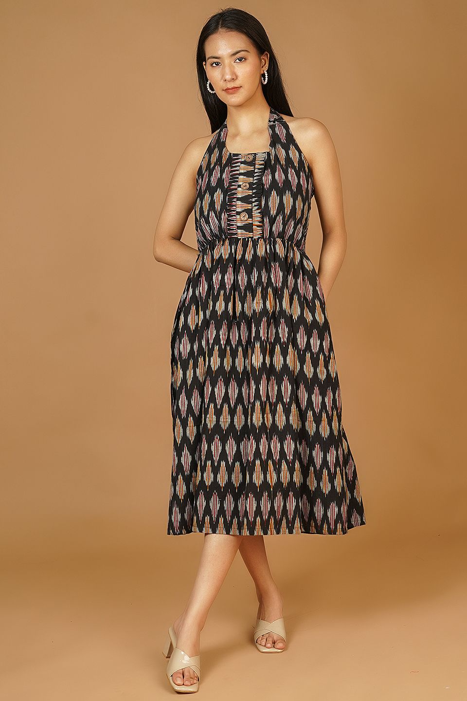 Ikat Midi Black Dress