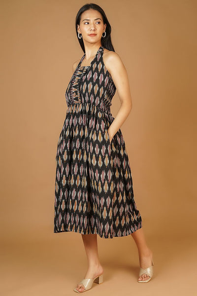 Ikat Midi Black Dress