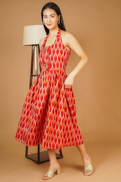 Ikat Midi Red Dress