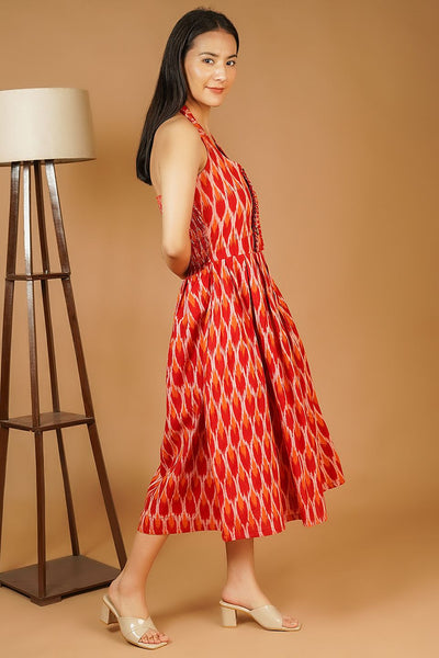 Ikat Midi Red Dress