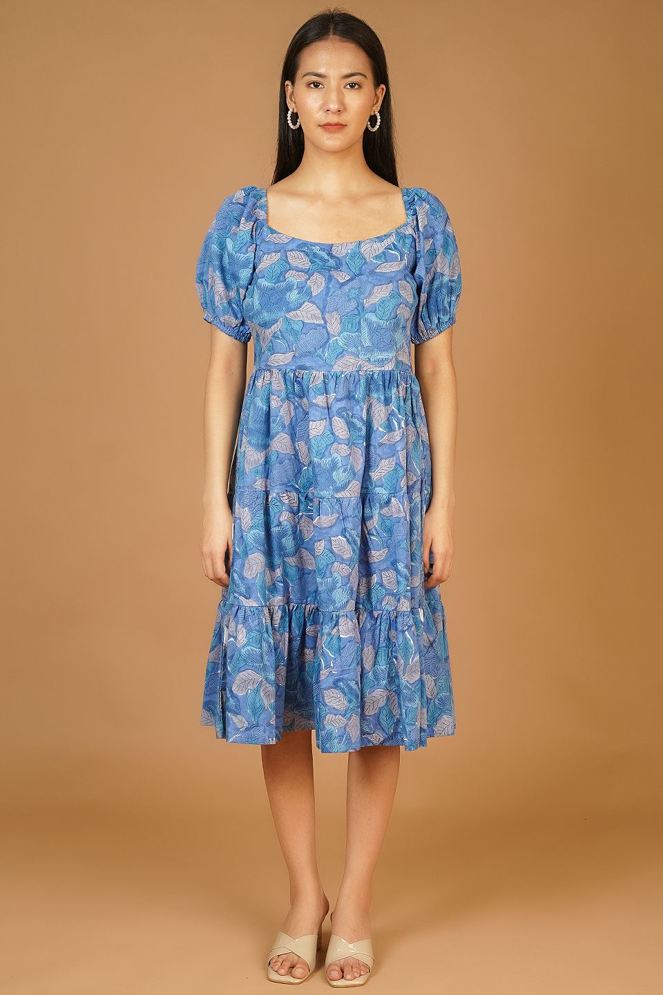 Bagru Midi Blue Dress