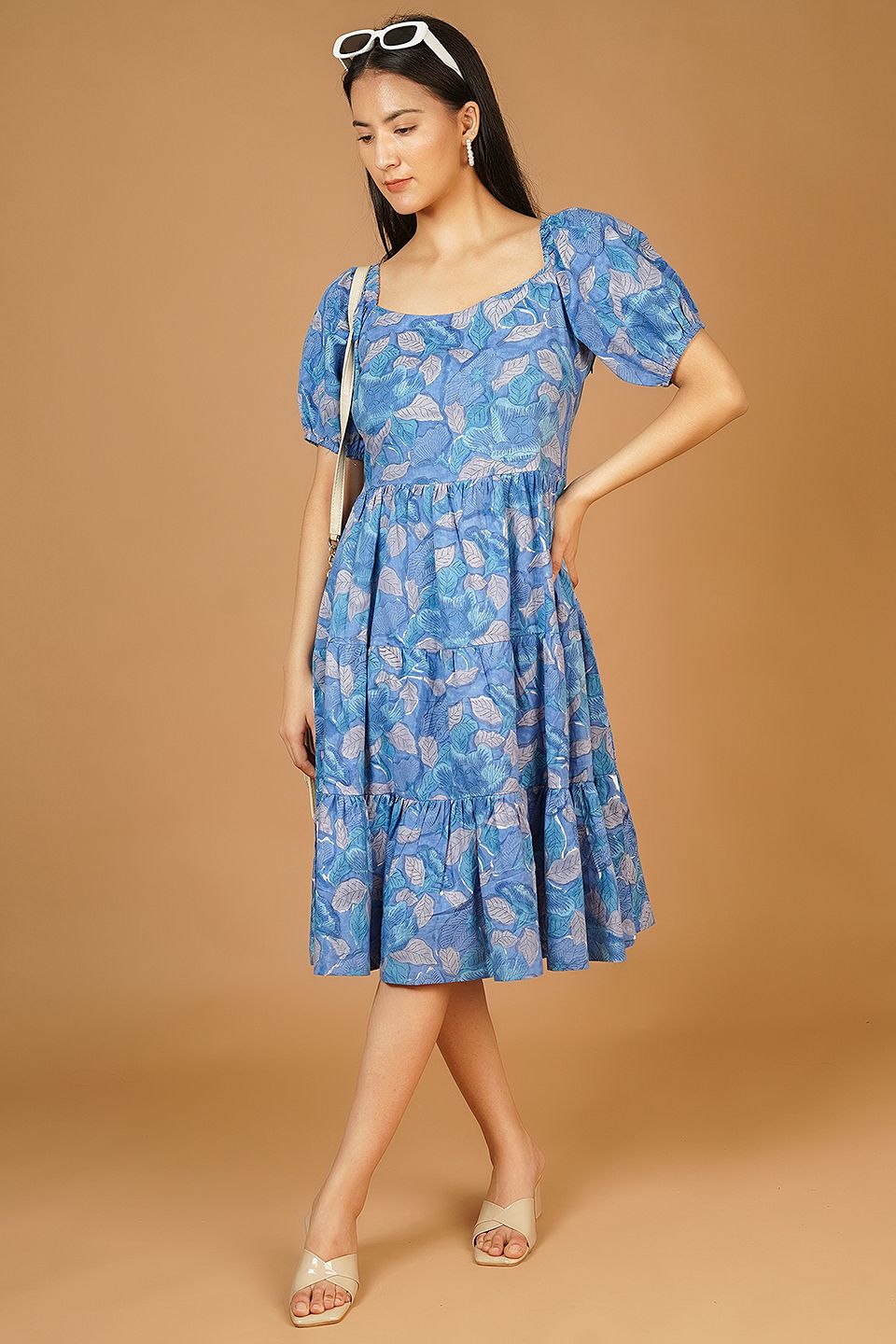 Bagru Midi Blue Dress