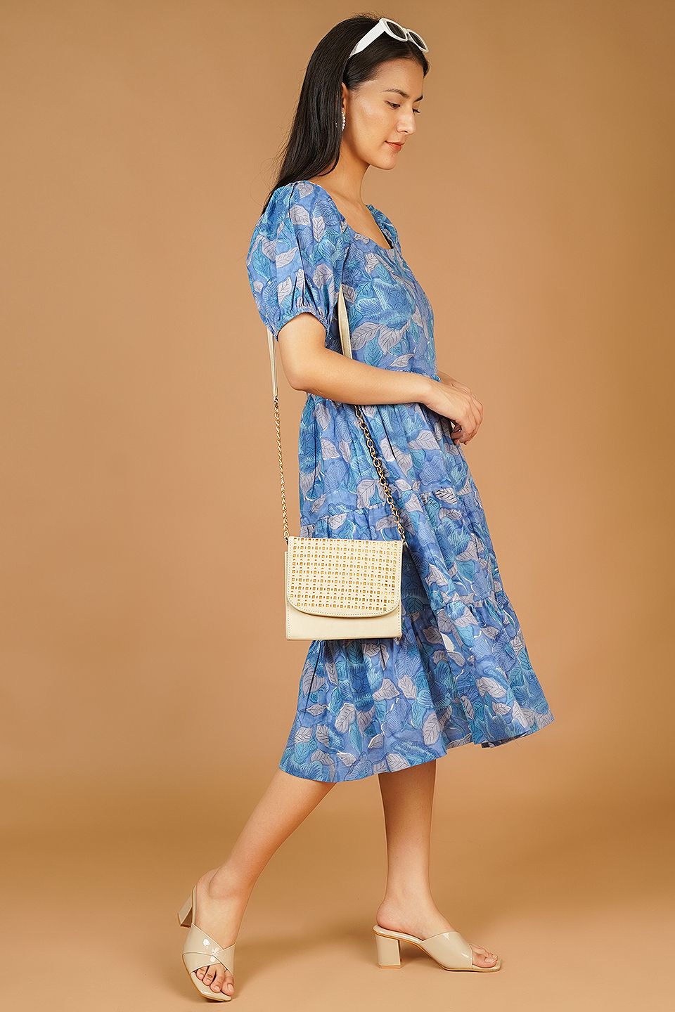 Bagru Midi Blue Dress