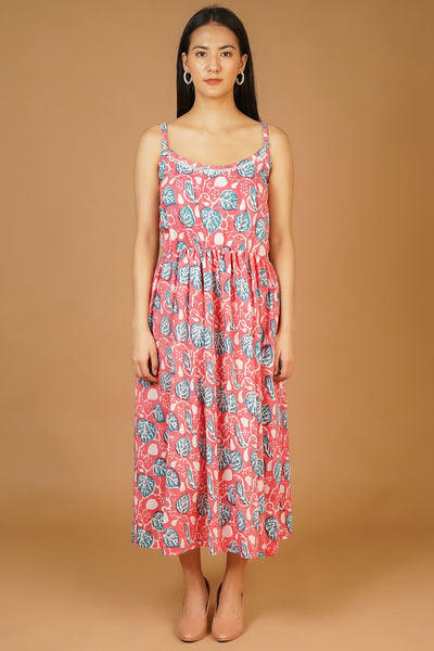 Bagru Midi Pink Dress