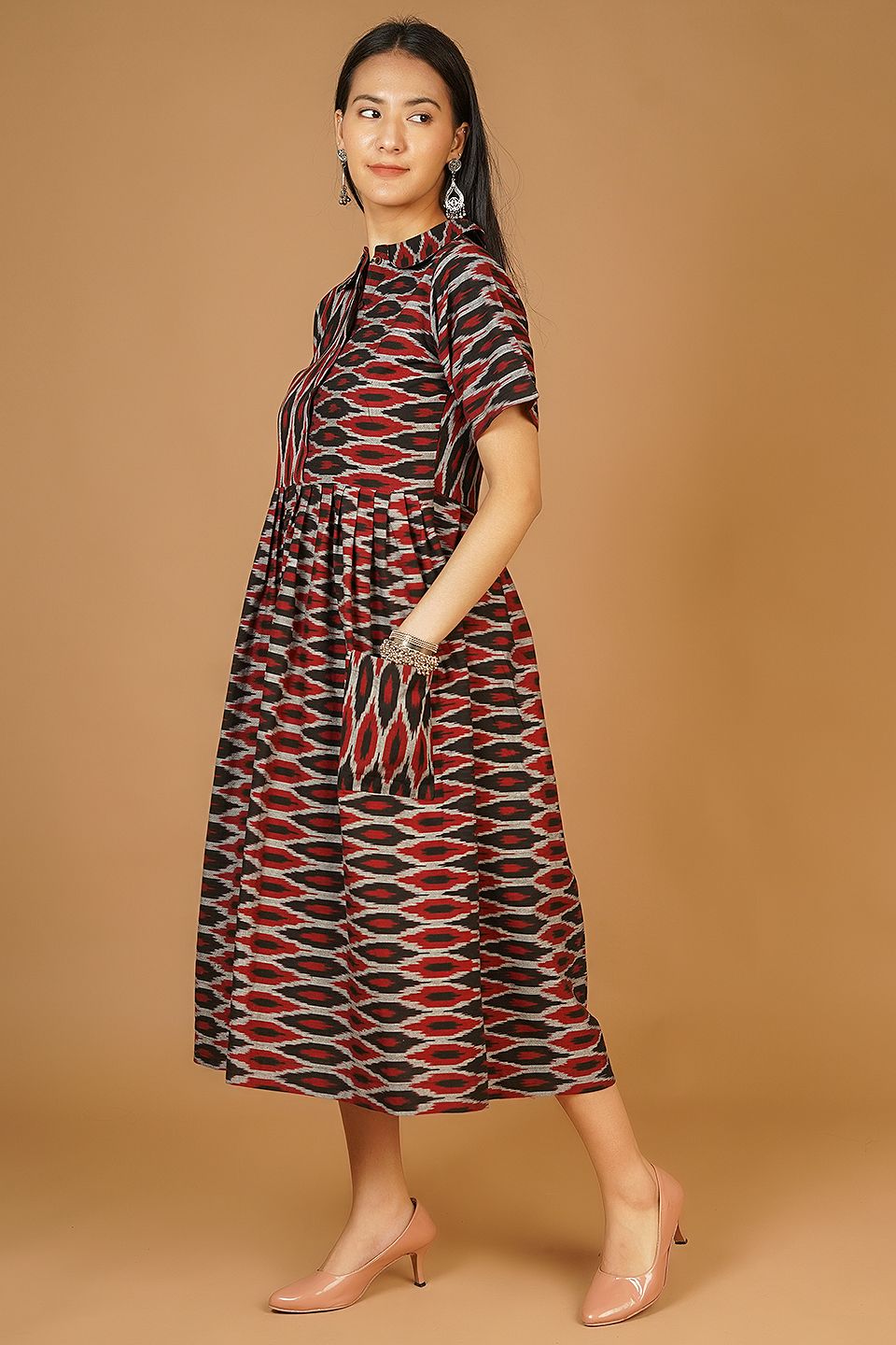 Ikat Midi Black Dress