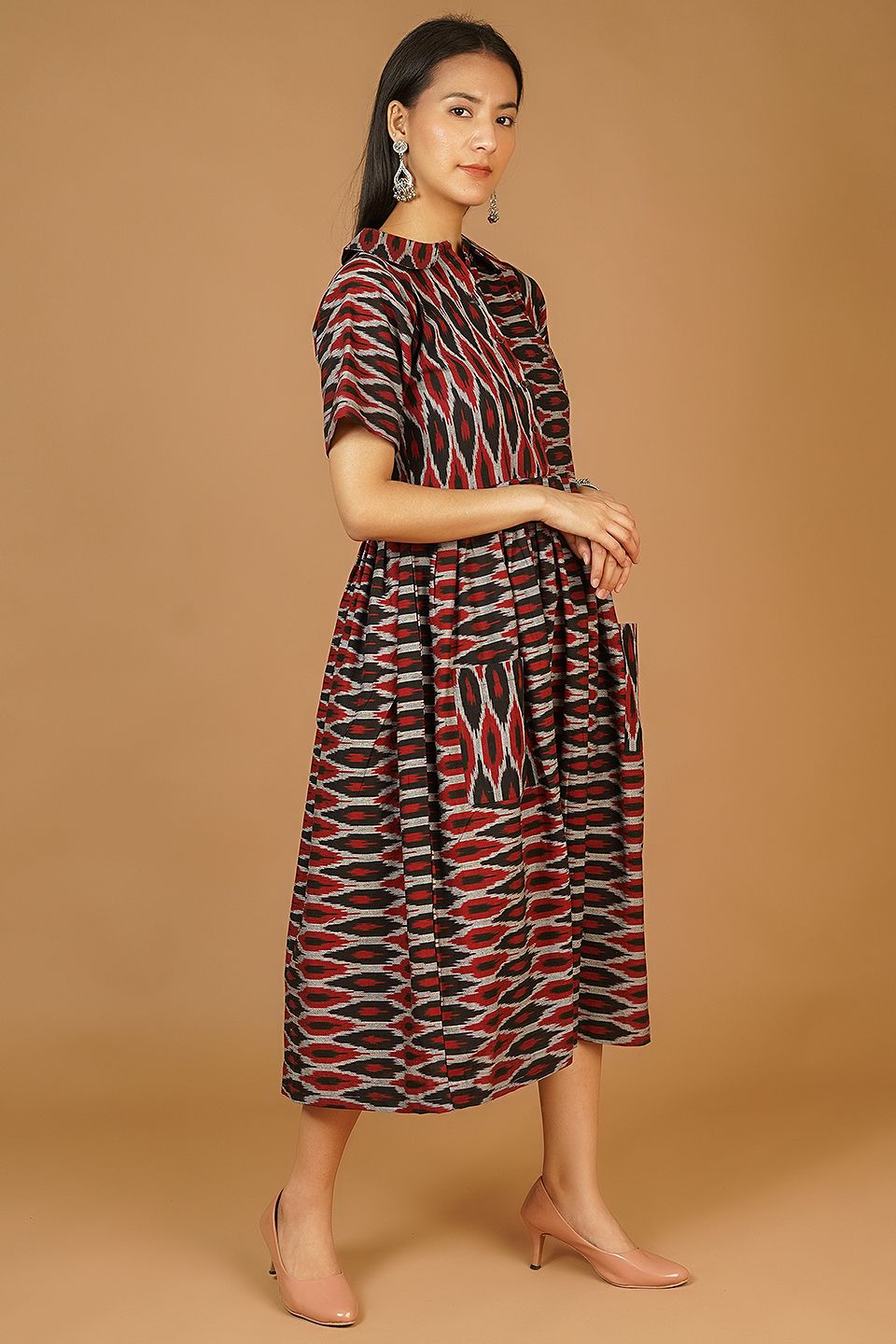 Ikat Midi Black Dress