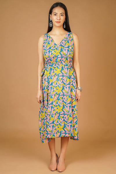 Bagru Midi Multicolor Dress