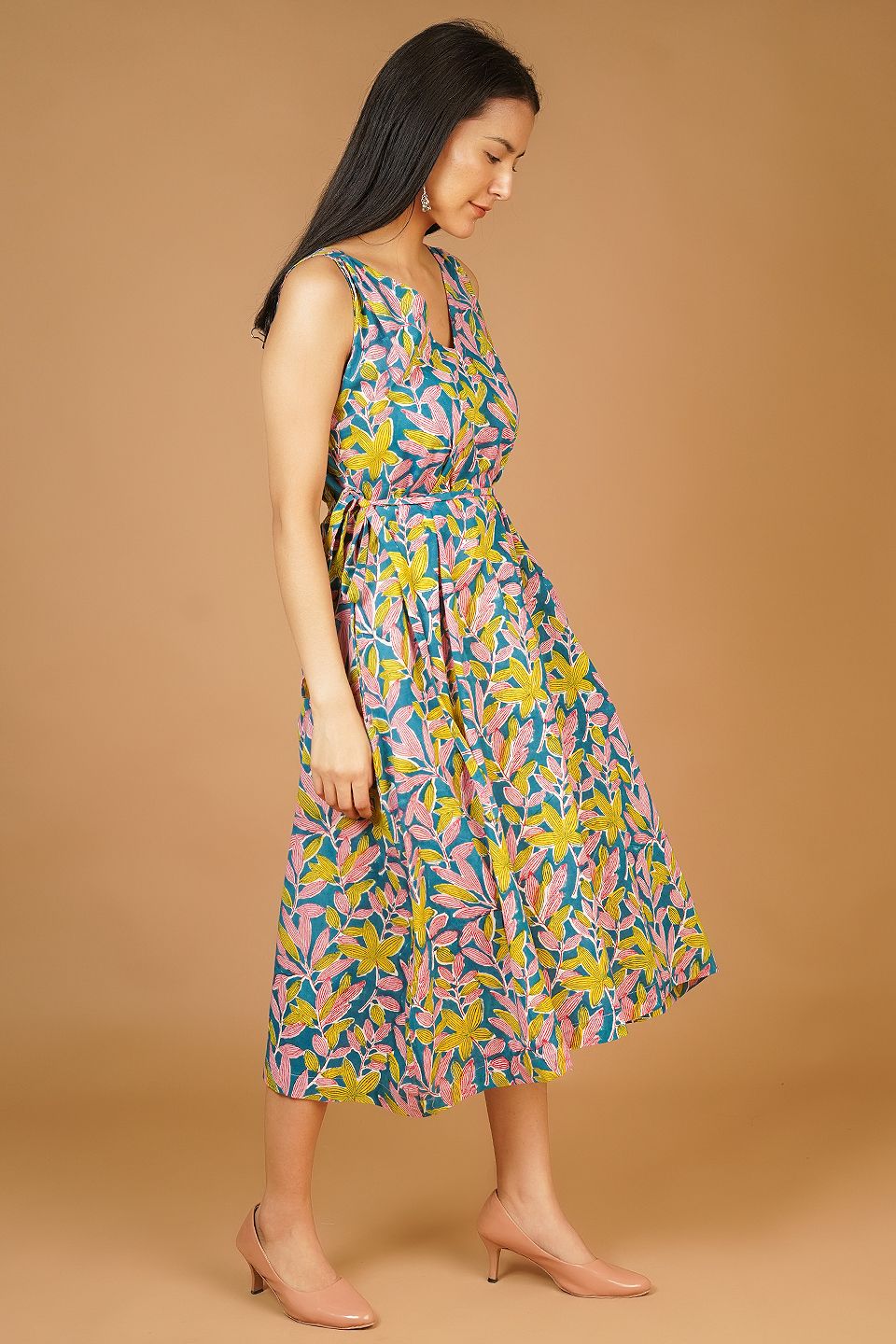 Bagru Midi Multicolor Dress