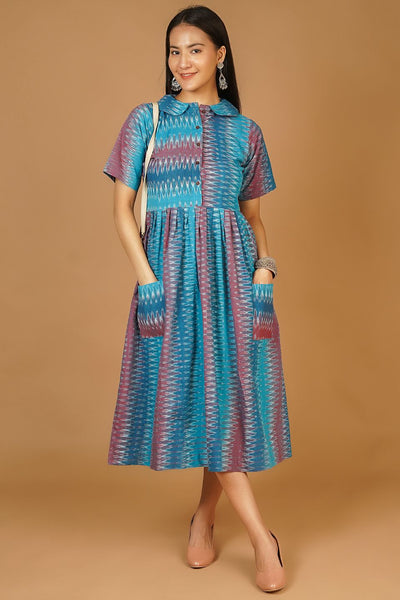 IKAT Midi Blue Dress