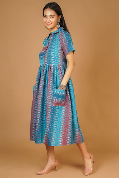 IKAT Midi Blue Dress