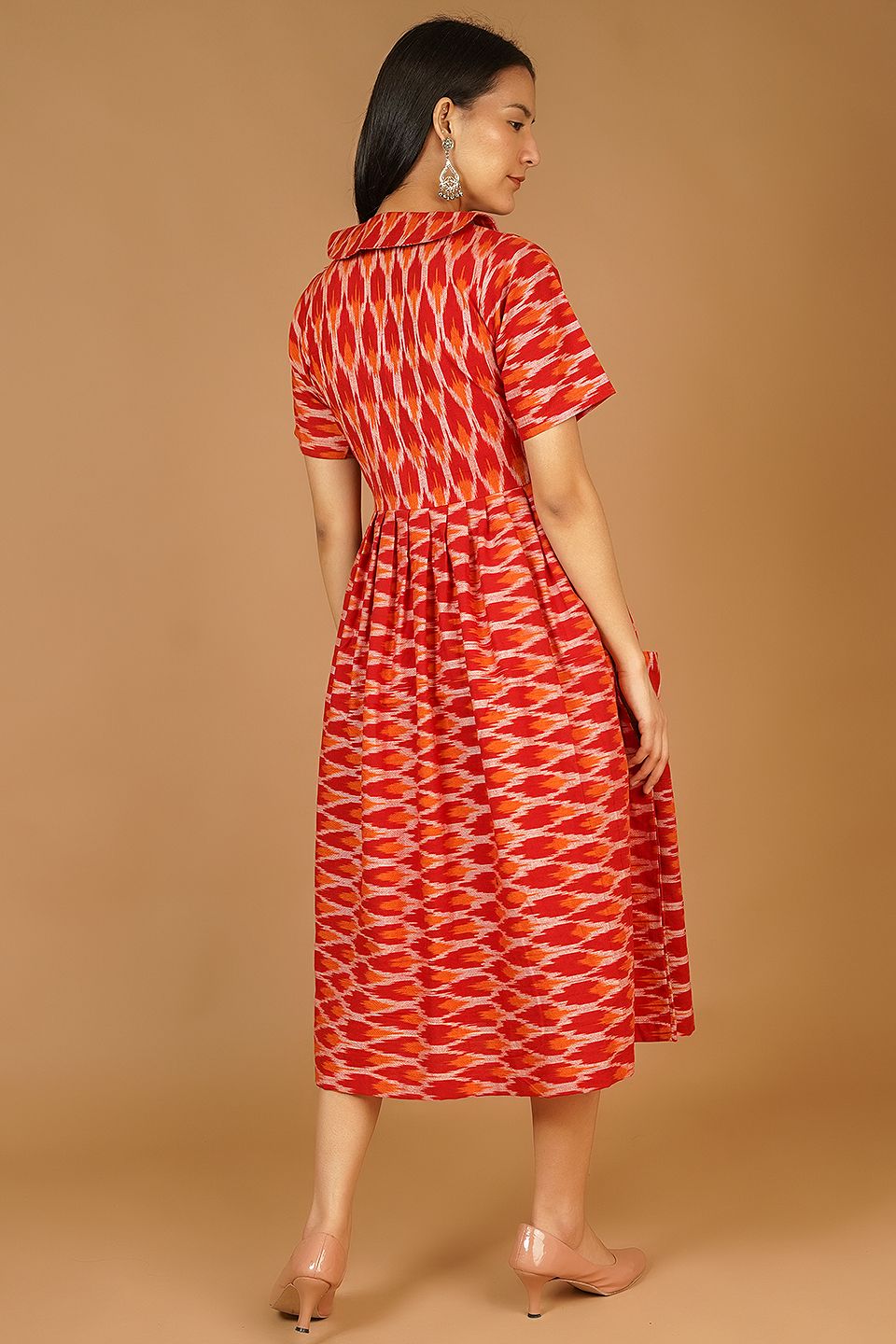 IKAT Midi Red Dress