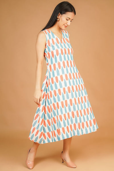 IKAT Midi White Dress