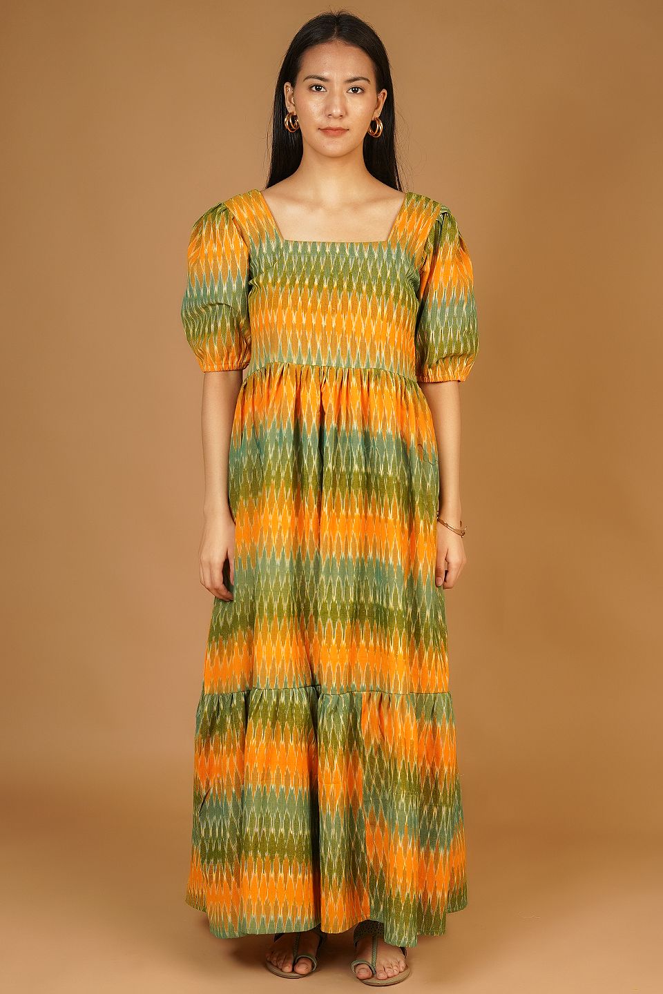 IKAT Maxi Green Dress