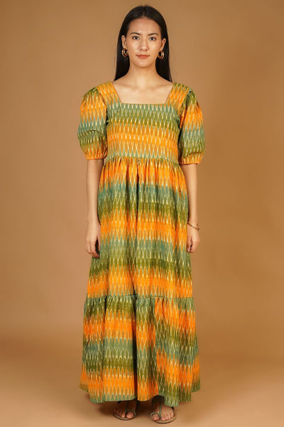 IKAT Maxi Green Dress