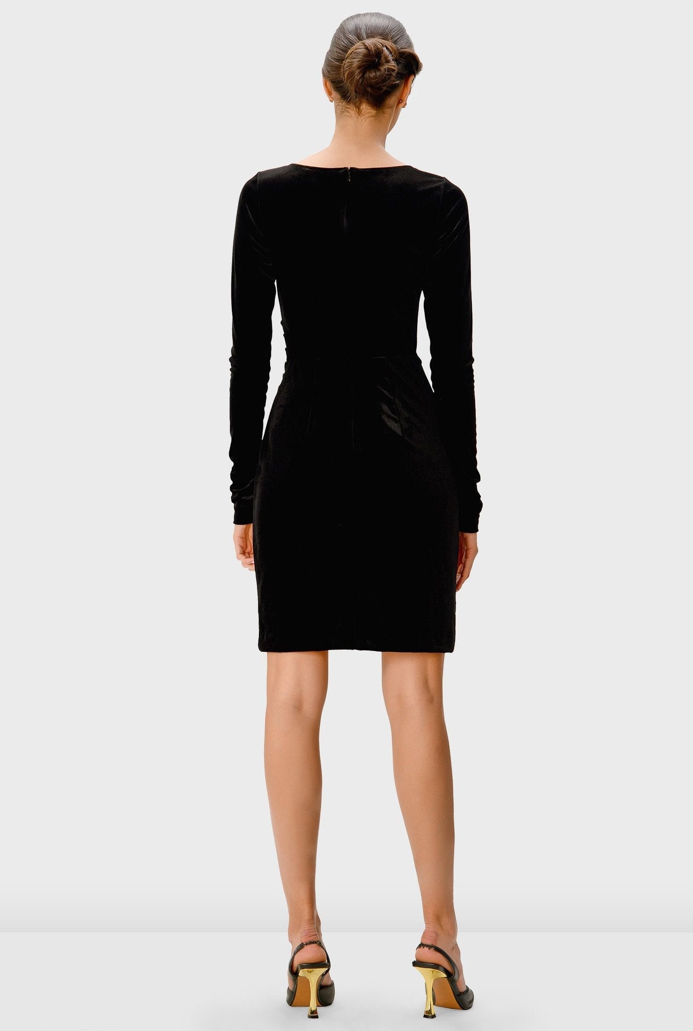 Pleated stretch velvet sheath Dress