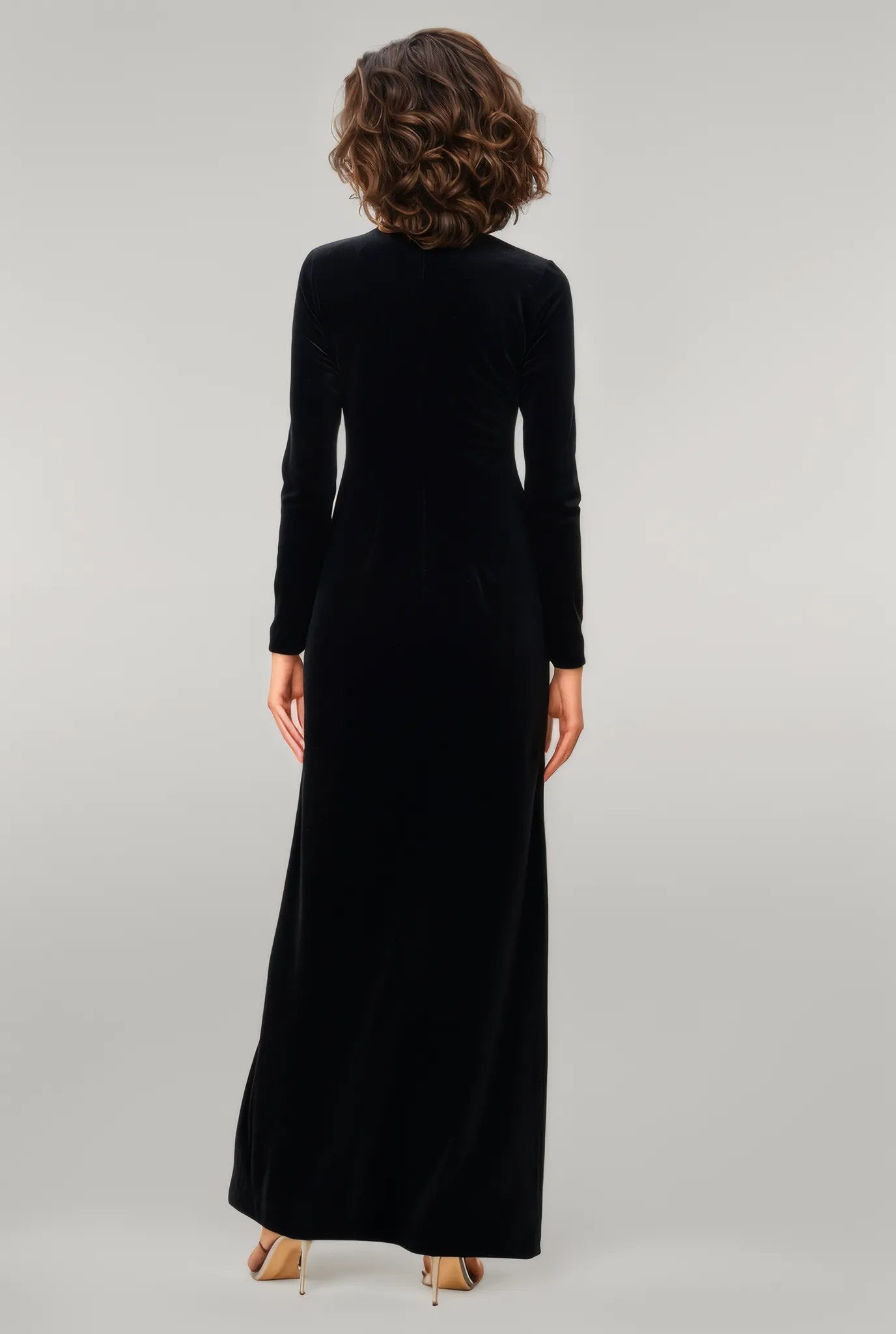 Vented velvet maxi Dress