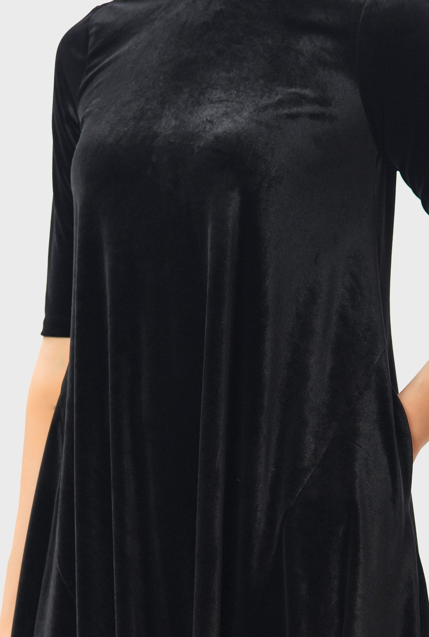 High neck stretch velvet shift Dress