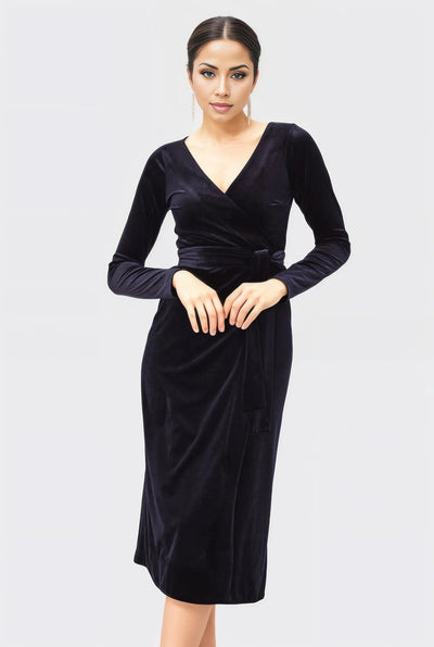 Stretch velvet wrap Dress