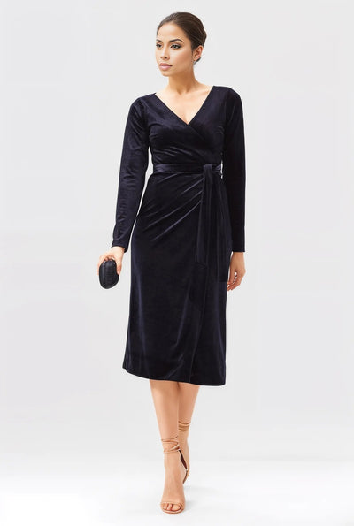 Stretch velvet wrap Dress