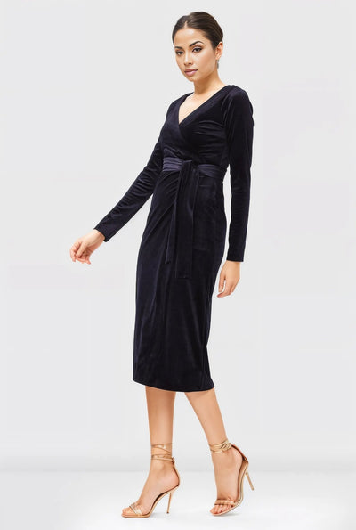 Stretch velvet wrap Dress