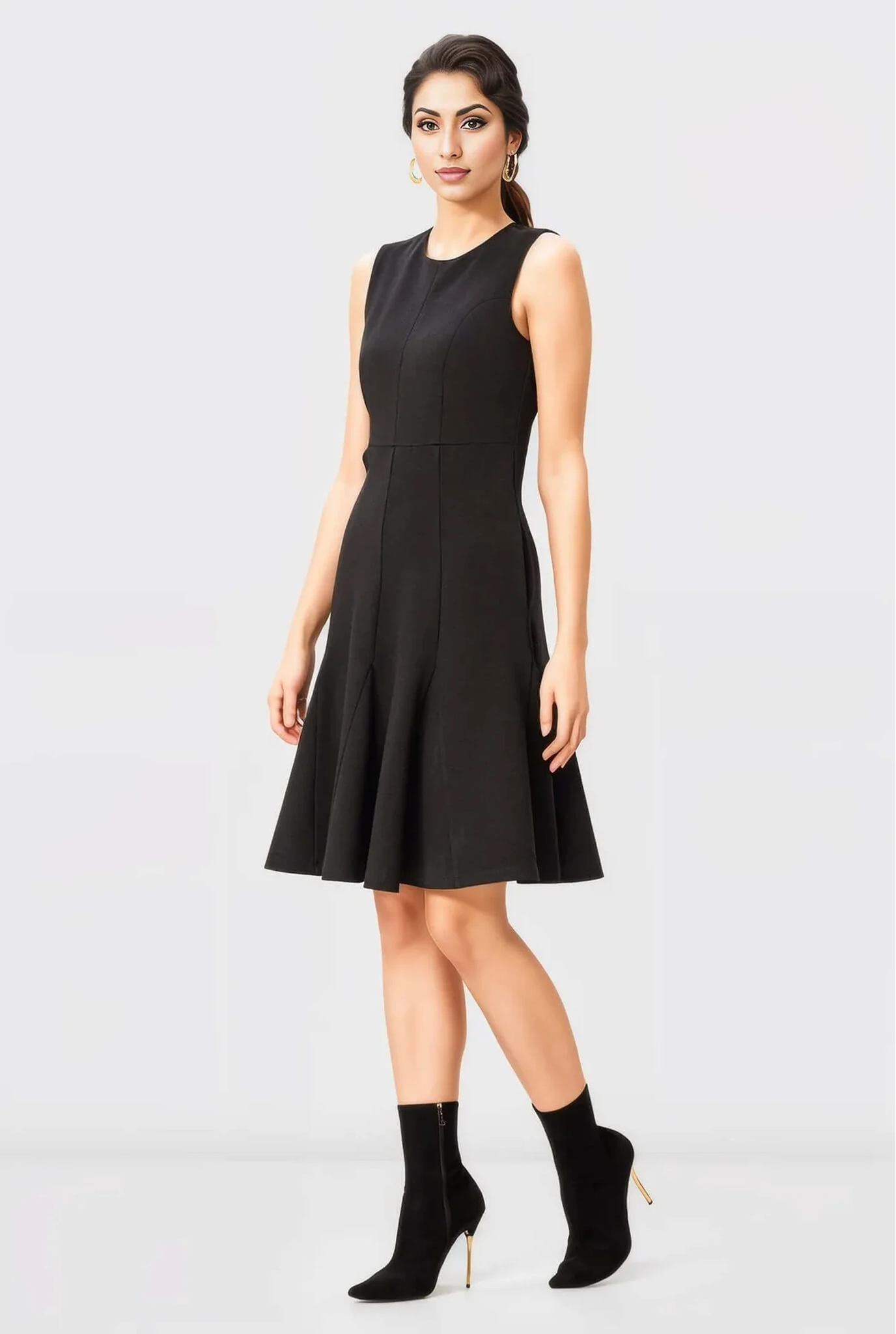 Metal Zip Back Ponte Knit Dress