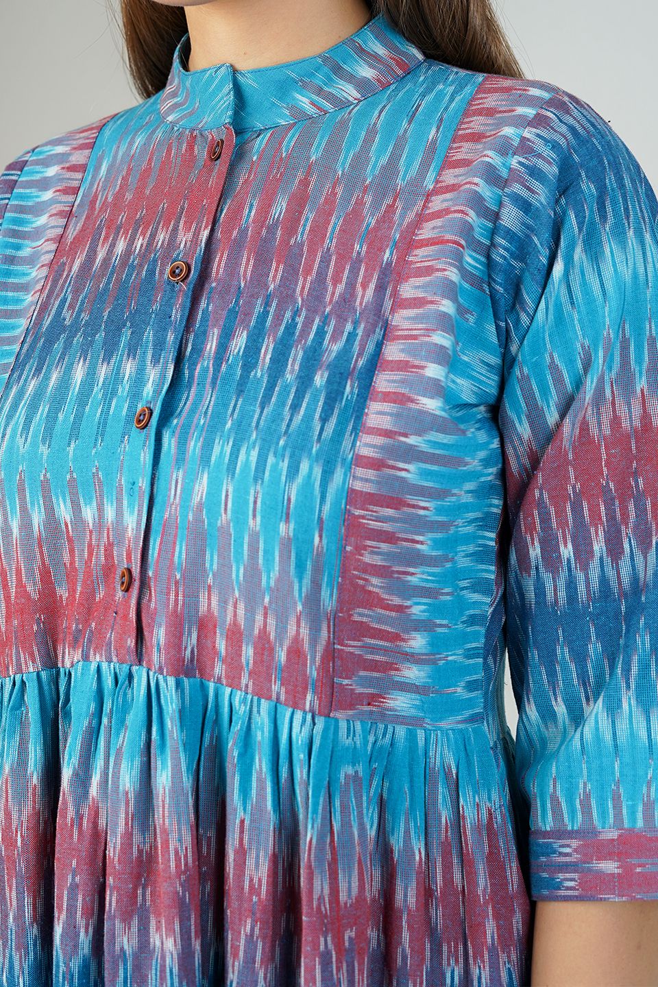 Ikat Cotton Blue Midi Dress