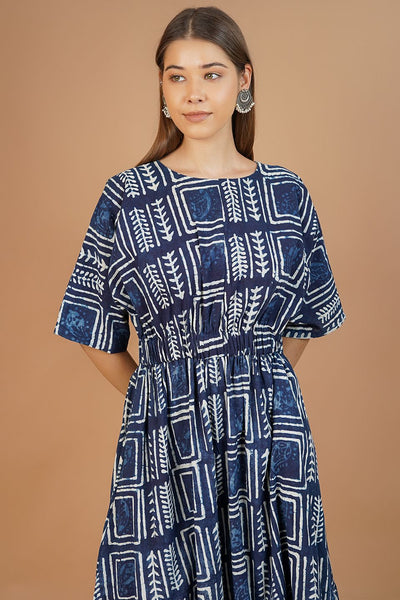Indigo Cotton Blue Midi Dress