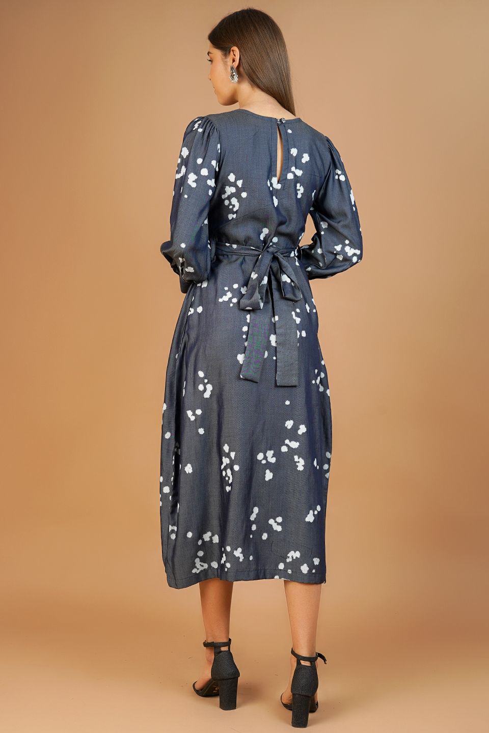 100% Cotton Blue Midi Dress