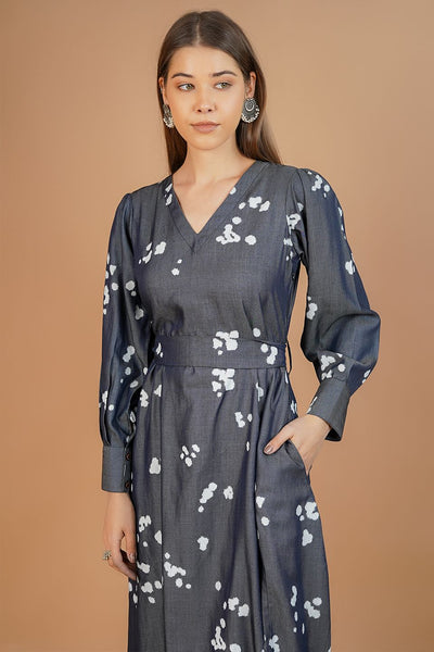 100% Cotton Blue Midi Dress