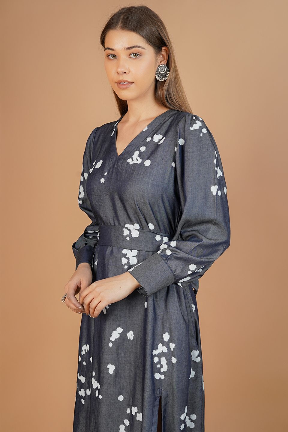 100% Cotton Blue Midi Dress