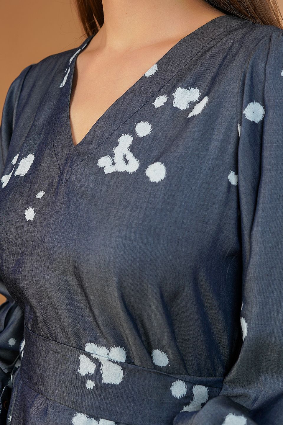 100% Cotton Blue Midi Dress