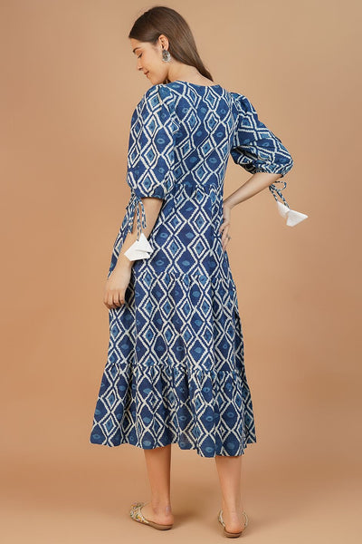 Indigo Cotton Blue Midi Dress