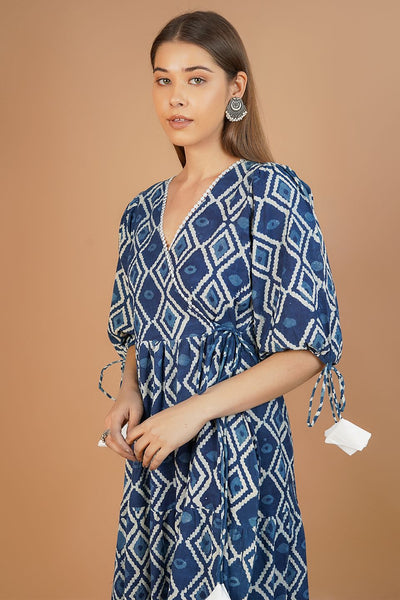 Indigo Cotton Blue Midi Dress