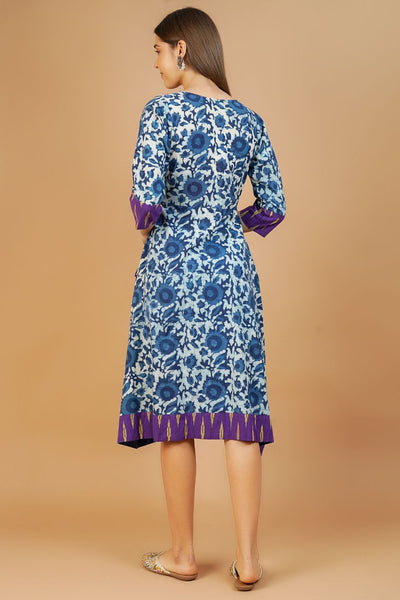 Indigo Cotton Blue Midi Dress
