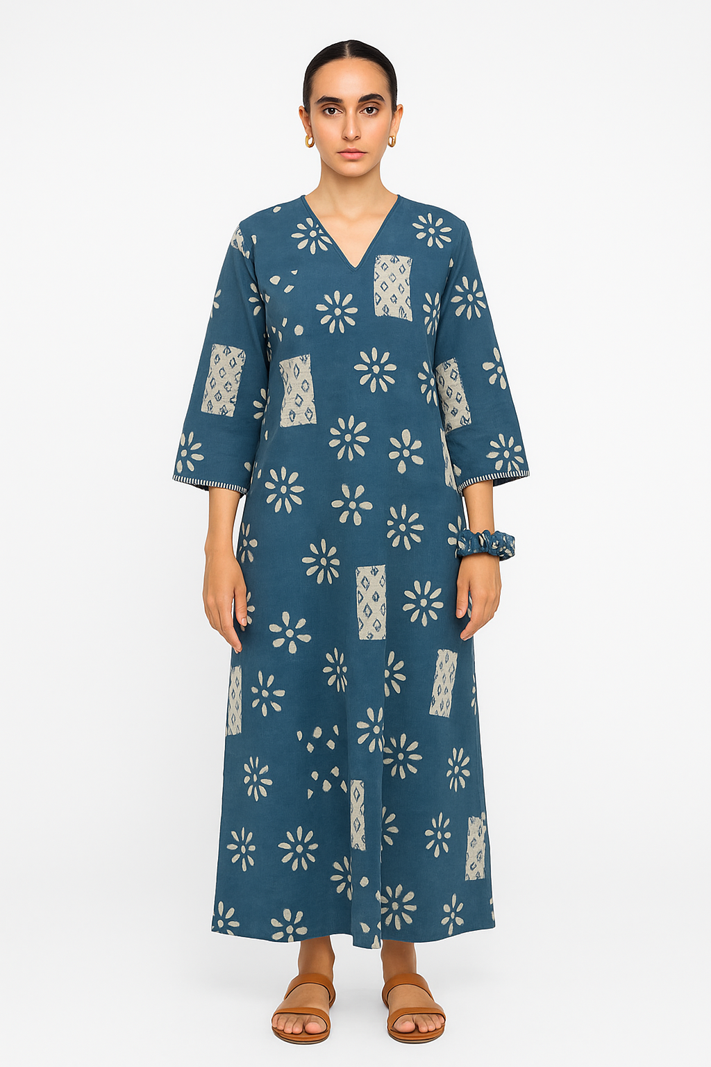 Blockprint Cotton Blue Maxi Dress