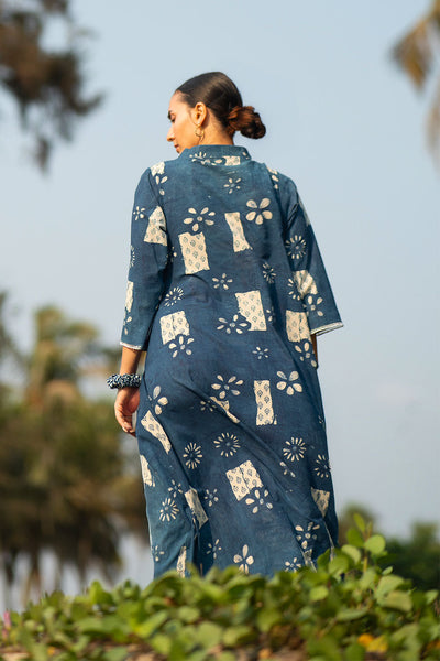 Indigo Cotton Blue Maxi Dress