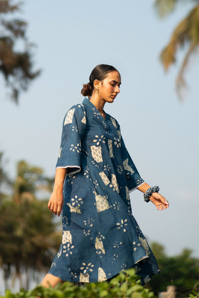 Indigo Cotton Blue Maxi Dress