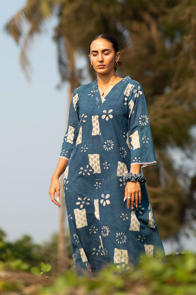 Indigo Cotton Blue Maxi Dress
