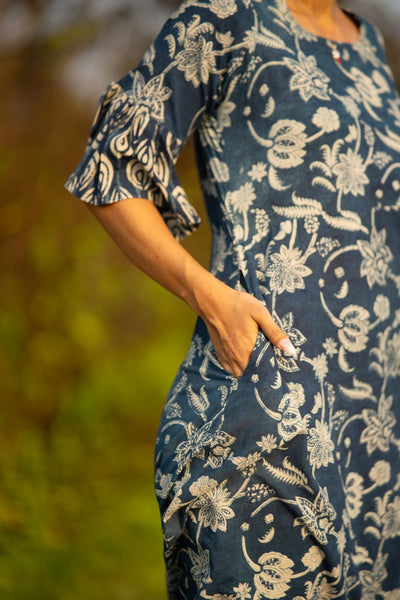 Indigo Cotton Blue Midi Dress
