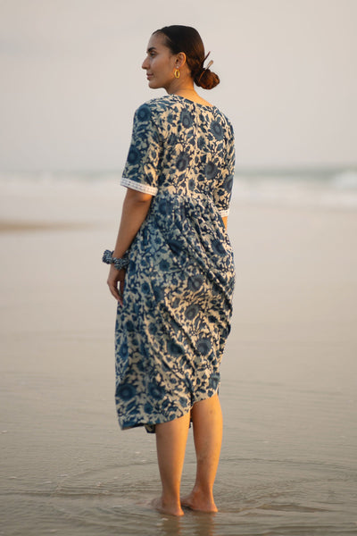 Indigo Cotton Blue Midi Dress