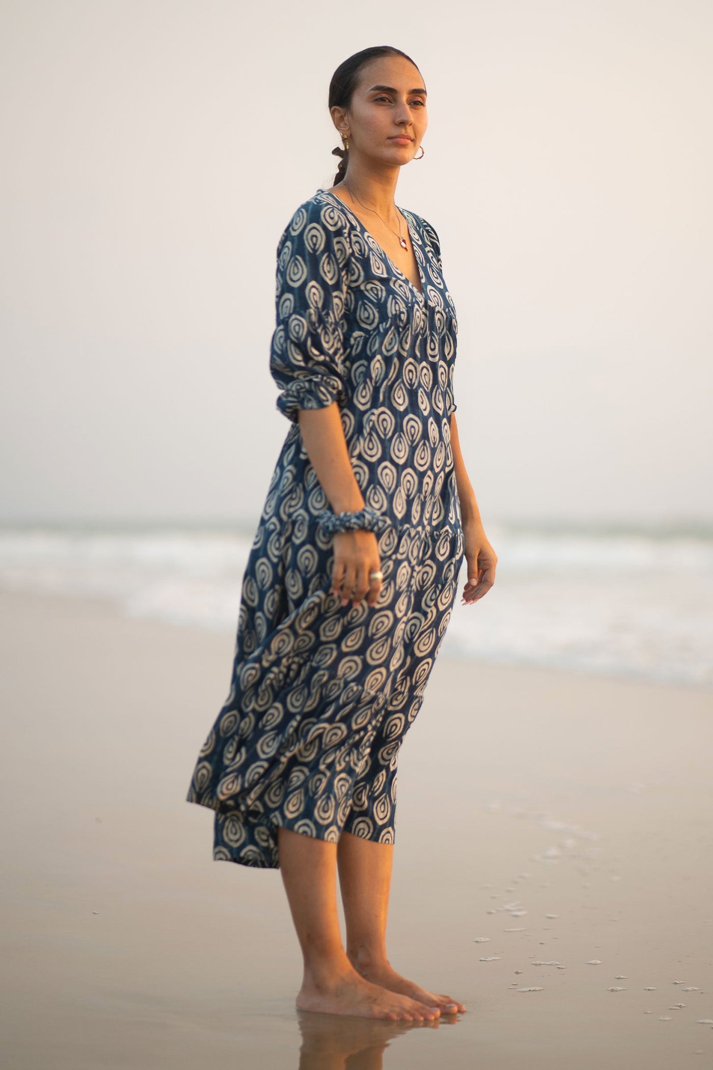 Indigo Cotton Blue Midi Dress
