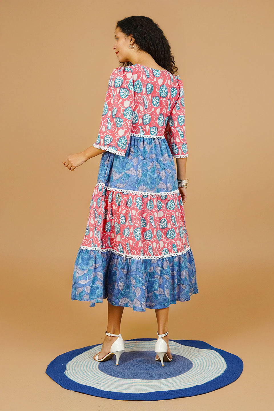 Pink Bagru Cotton Dress