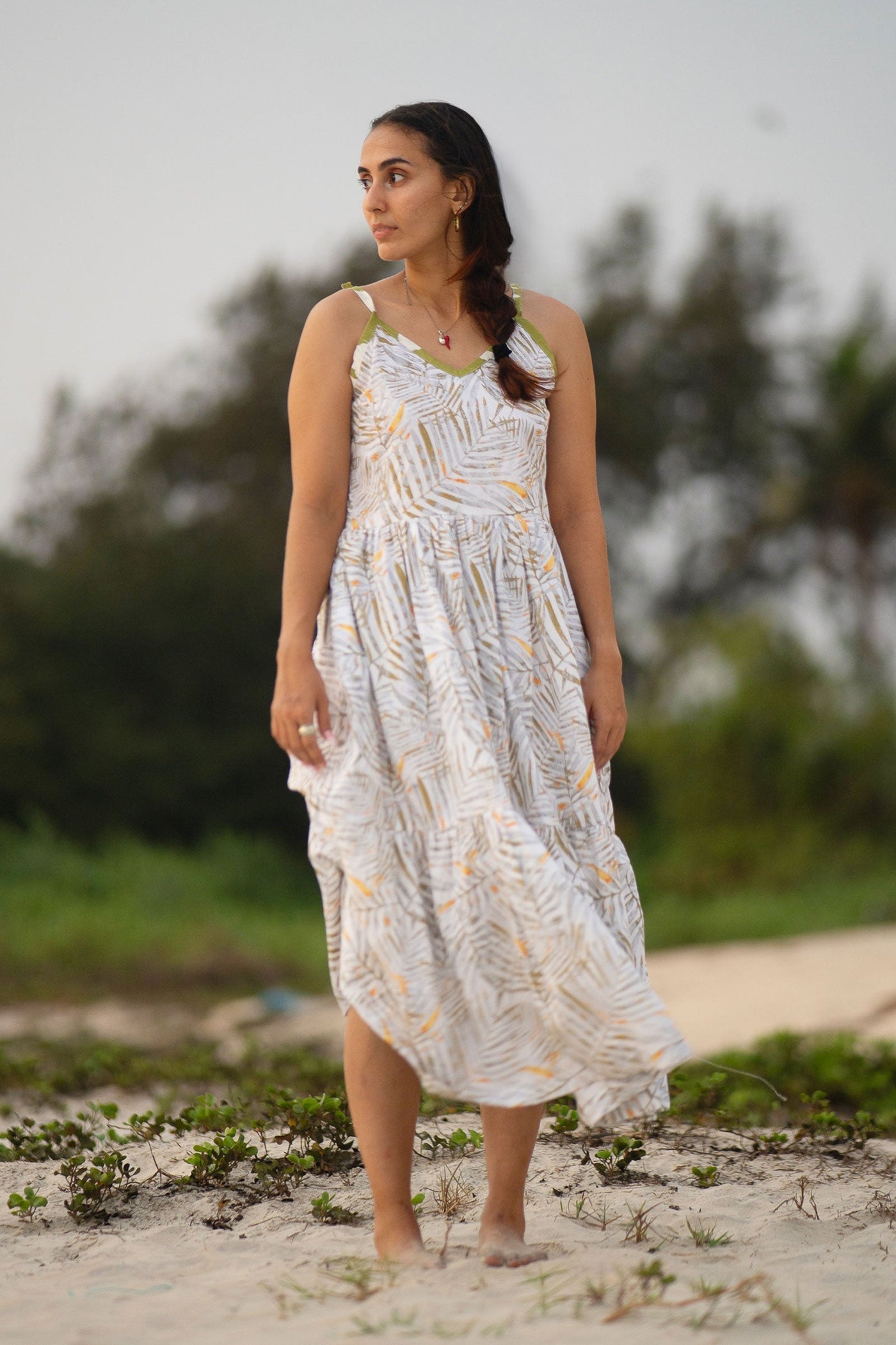 Premium Cotton White Midi Dress